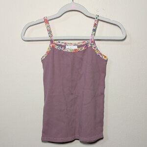 Vivie and Ash Floral Trim Tank Top Purple Ribbed Summer Comfy Girls Size 6/7